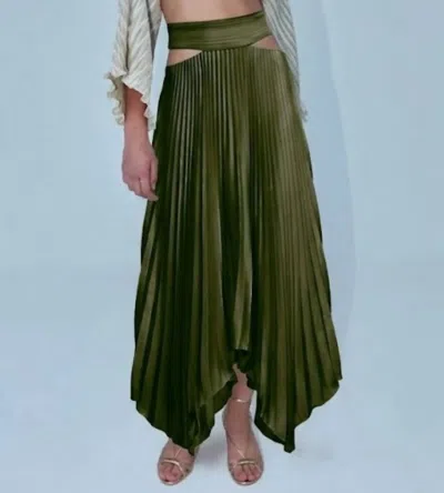 Aiifos Kenny Pleated Skirt In Army Green