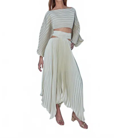 Aiifos Kenny Pleated Skirt In Bone In Gray