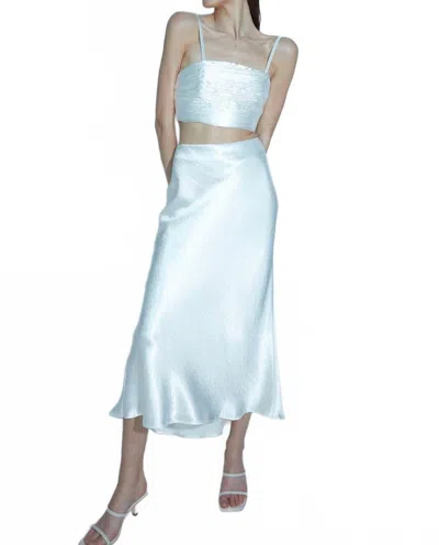 Aiifos Linda Slip Skirt In Metallic White In Blue