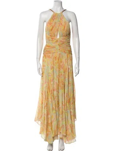Pre-owned Aiifos Printed Long Dress In Neutral