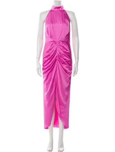 Pre-owned Aiifos Satin Long Dress In Pink