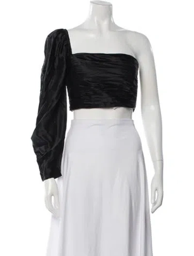 Pre-owned Aiifos Silk Asymmetrical Crop Top In Black
