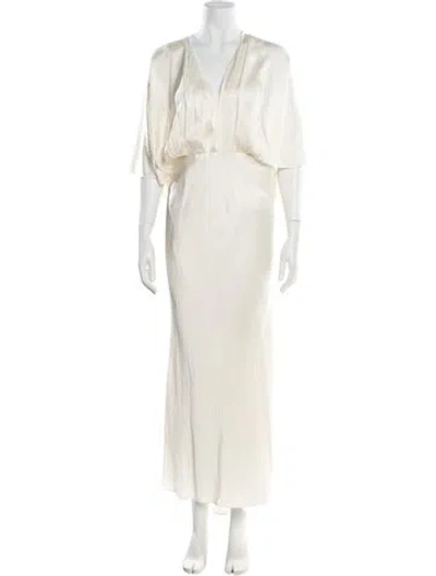 Pre-owned Aiifos Silk Long Dress In Neutral