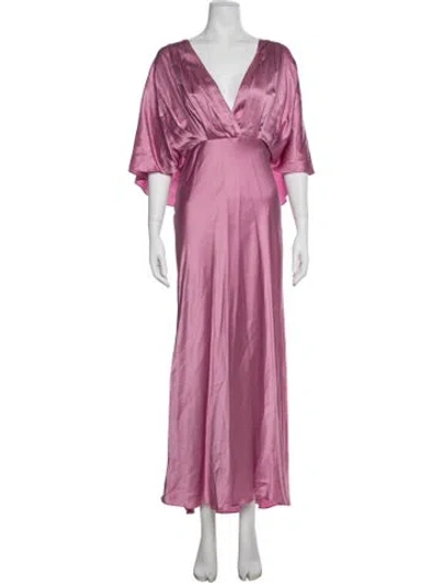 Pre-owned Aiifos Silk Long Dress W/ Tags In Purple