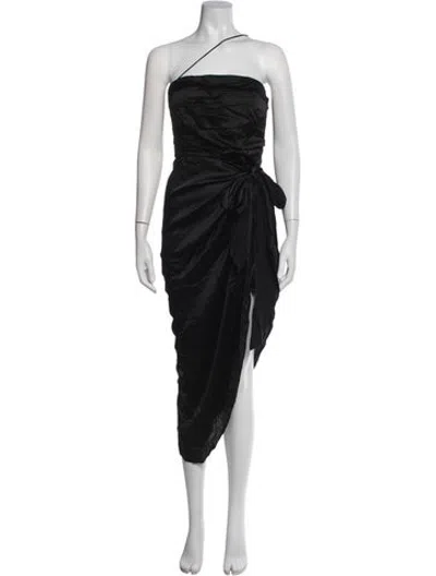 Pre-owned Aiifos Silk Midi Length Dress In Black