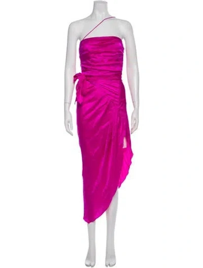 Pre-owned Aiifos Silk Midi Length Dress In Pink