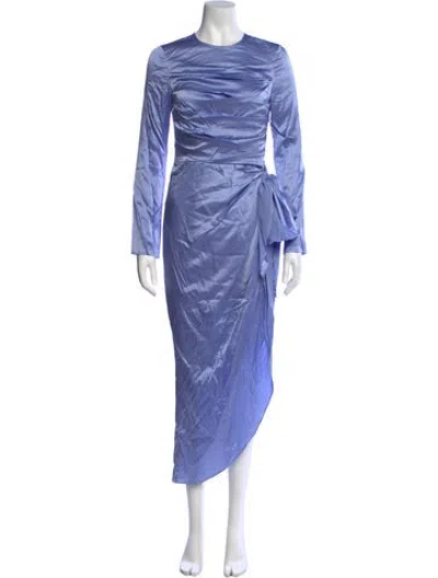 Pre-owned Aiifos Silk Midi Length Dress W/ Tags In Blue