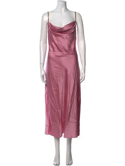Pre-owned Aiifos Silk Midi Length Dress W/ Tags In Pink