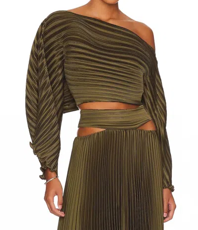 Aiifos Sonya Pleated Top In Army Green