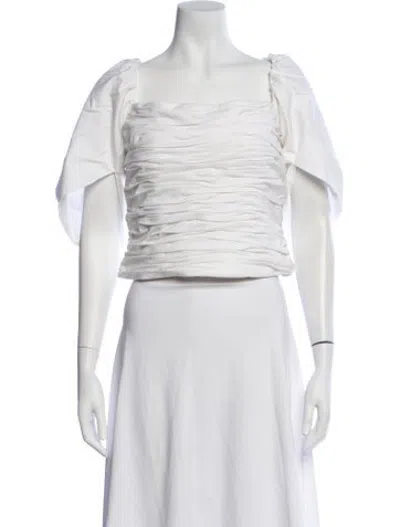 Pre-owned Aiifos Square Neckline Short Sleeve Top W/ Tags In White
