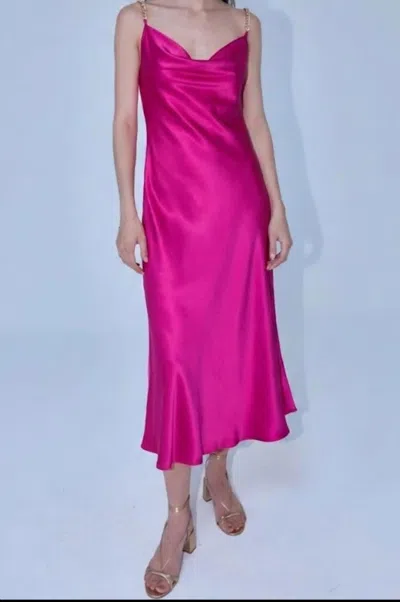 Aiifos Talia Silk Slip Dress In Fuchsia In Pink
