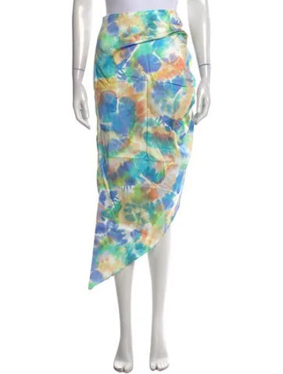 Pre-owned Aiifos Tie-dye Print Midi Length Skirt W/ Tags In Blue