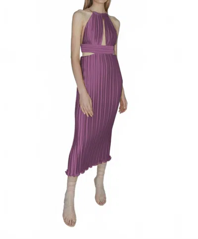 Aiifos Valerie Halter Neck Pleated Dress In Mauve In Purple