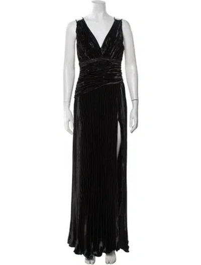 Pre-owned Aiifos V-neck Long Dress W/ Tags In Black
