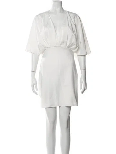 Pre-owned Aiifos V-neck Mini Dress W/ Tags In White