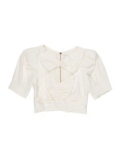 Pre-owned Aiifos V-neck Short Sleeve Crop Top In White