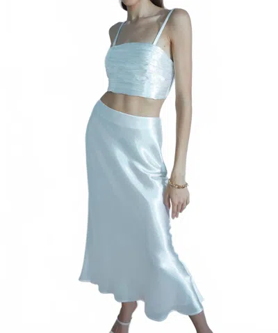 Aiifos Whitney Metallic Crop Top In White In Blue
