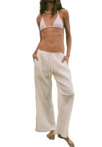 Aila Blue Poppy Smoked Cotton Pants In White