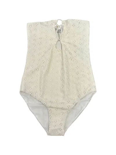 Aila Blue Women's Zed Eyelet One-piece In White In Beige