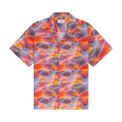 Pre-owned Aimé Leon Dore Aqua Print Seersucker Shirt 'sunset' | Multi-color | Men's Size Xs