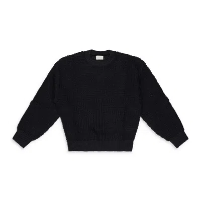 Aimé Leon Dore Black Loose Knit Waffle Crewneck Sweater