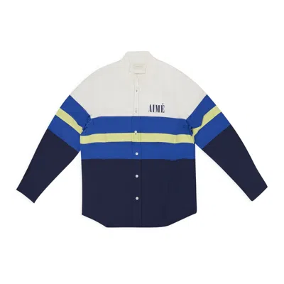 Aimé Leon Dore Blue Colorblock Logo Shirt