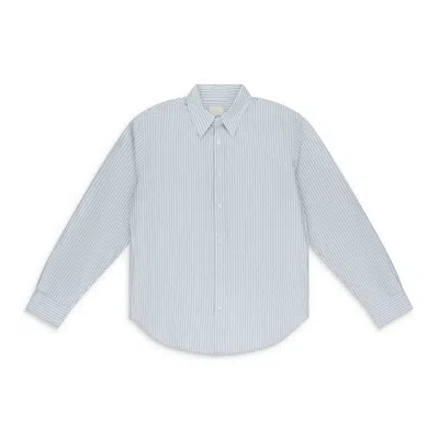 Aimé Leon Dore Blue/white Fw23 Striped Poplin Button-down Shirt In Gray