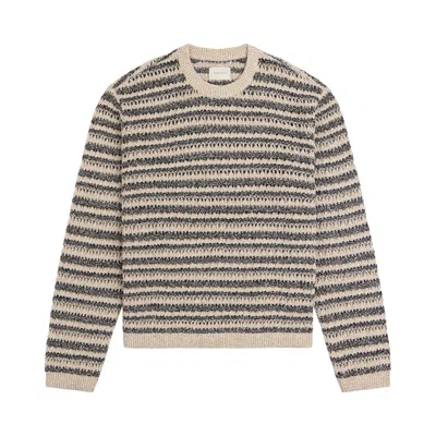 Pre-owned Aimé Leon Dore Bouclé Open Knit Crewneck Sweater 'sahara Sun Stripe' | Black | Men's Size M