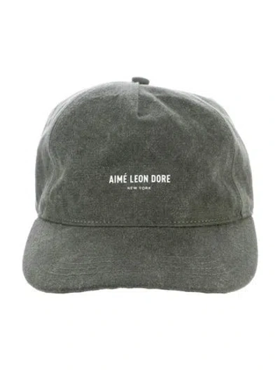 Pre-owned Aimé Leon Dore Brand Name Printed Baseball Cap In Green