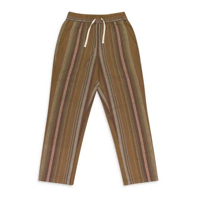 AIMÉ LEON DORE BROWN BLANKET STRIPE DRAWSTRING PANTS