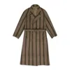 Aimé Leon Dore Double-breasted Striped Wool Coat In Brown