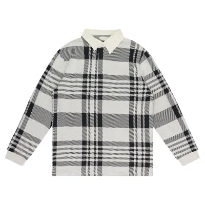 Pre-owned Aimé Leon Dore Buffalo Check Rugby Polo Shirt 'pristine' | Cream | Men's Size L In White