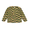 Aimé Leon Dore Camo Double Breasted Hand Knit Cardigan In Green
