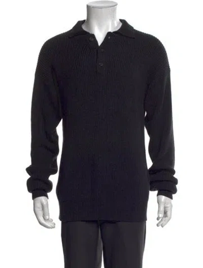 Pre-owned Aimé Leon Dore Collar Long Sleeve Polo Sweater In Black