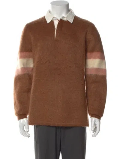 Pre-owned Aimé Leon Dore Collar Long Sleeve Polo Sweater In Brown