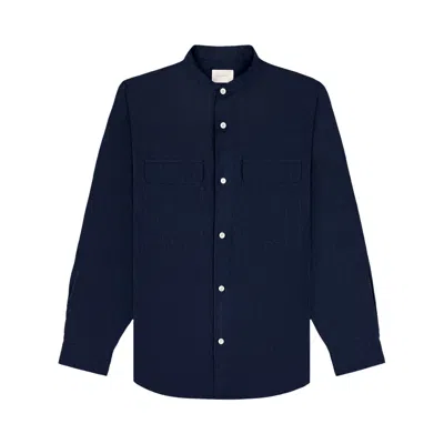 Pre-owned Aimé Leon Dore Collarband Safari Shirt 'blue' | Men's Size Xs