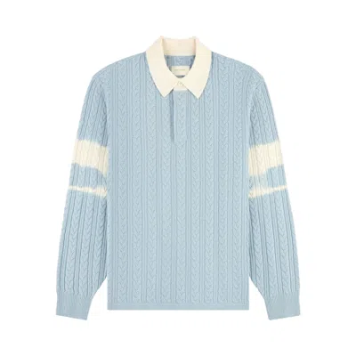 Pre-owned Aimé Leon Dore Collegiate Cable Knit Rugby 'troposphere' | Blue | Men's Size M