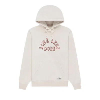 Pre-owned Aimé Leon Dore Collegiate Logo Hoodie 'oatmeal' | Cream | Men's Size Xl In White