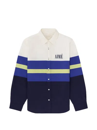 Aimé Leon Dore Colorblock Logo-print Shirt In White