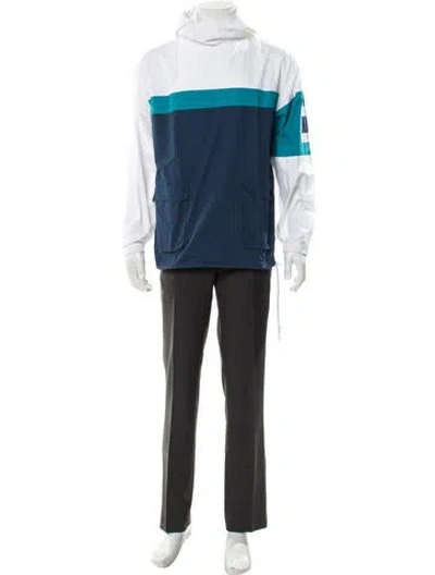 Pre-owned Aimé Leon Dore Colorblock Pattern Crew Neck Hoodie In Blue