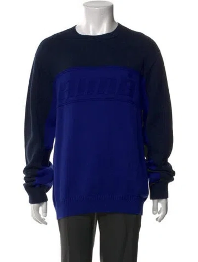 Pre-owned Aimé Leon Dore Colorblock Pattern Crew Neck Sweatshirt W/ Tags In Blue