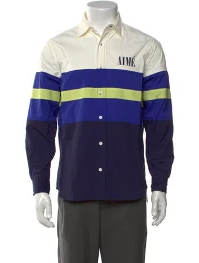 Pre-owned Aimé Leon Dore Colorblock Pattern Crew Neck T-shirt In Blue