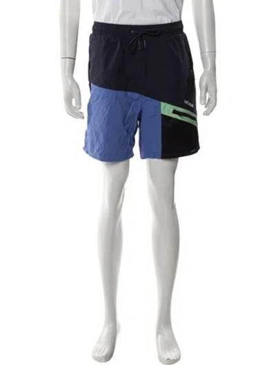 Pre-owned Aimé Leon Dore Colorblock Pattern Jogger Shorts In Blue