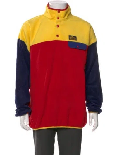 Pre-owned Aimé Leon Dore Colorblock Pattern Mock Neck Sweatshirt W/ Tags In Red