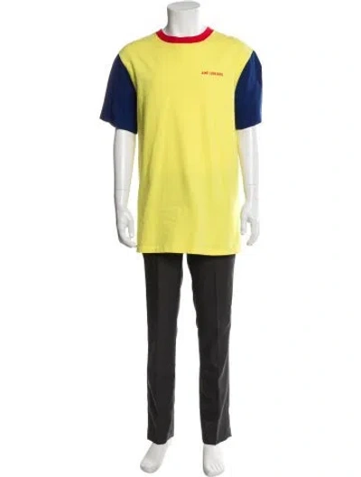 Pre-owned Aimé Leon Dore Colorblock Pattern Scoop Neck T-shirt In Yellow