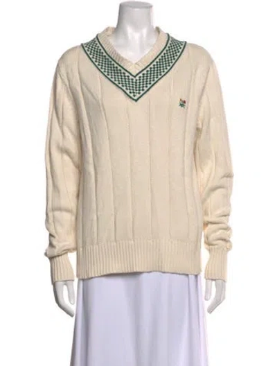 Pre-owned Aimé Leon Dore Colorblock Pattern V-neck Sweater In Neutrals