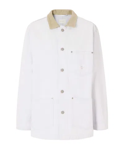Aimé Leon Dore Corduroy-trimmed Denim Jacket In White