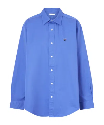 Aimé Leon Dore Logo-embroidered Cotton-poplin Oversized Shirt In Blue