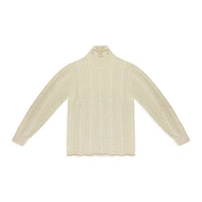 Aimé Leon Dore Cream Aran Cable Mockneck Sweater In Neutral