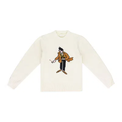 Aimé Leon Dore Cream Caricature Knit Sweater In White